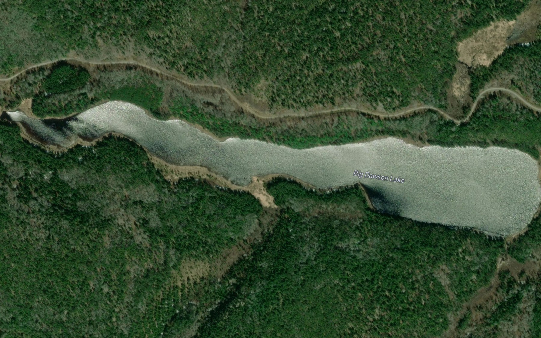 Satellite map of the Big Dawson Lake