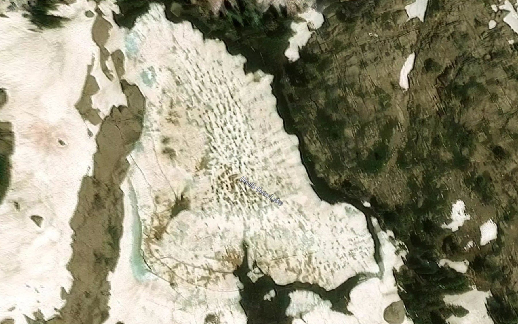 Satellite map of the Devils Oven Lake