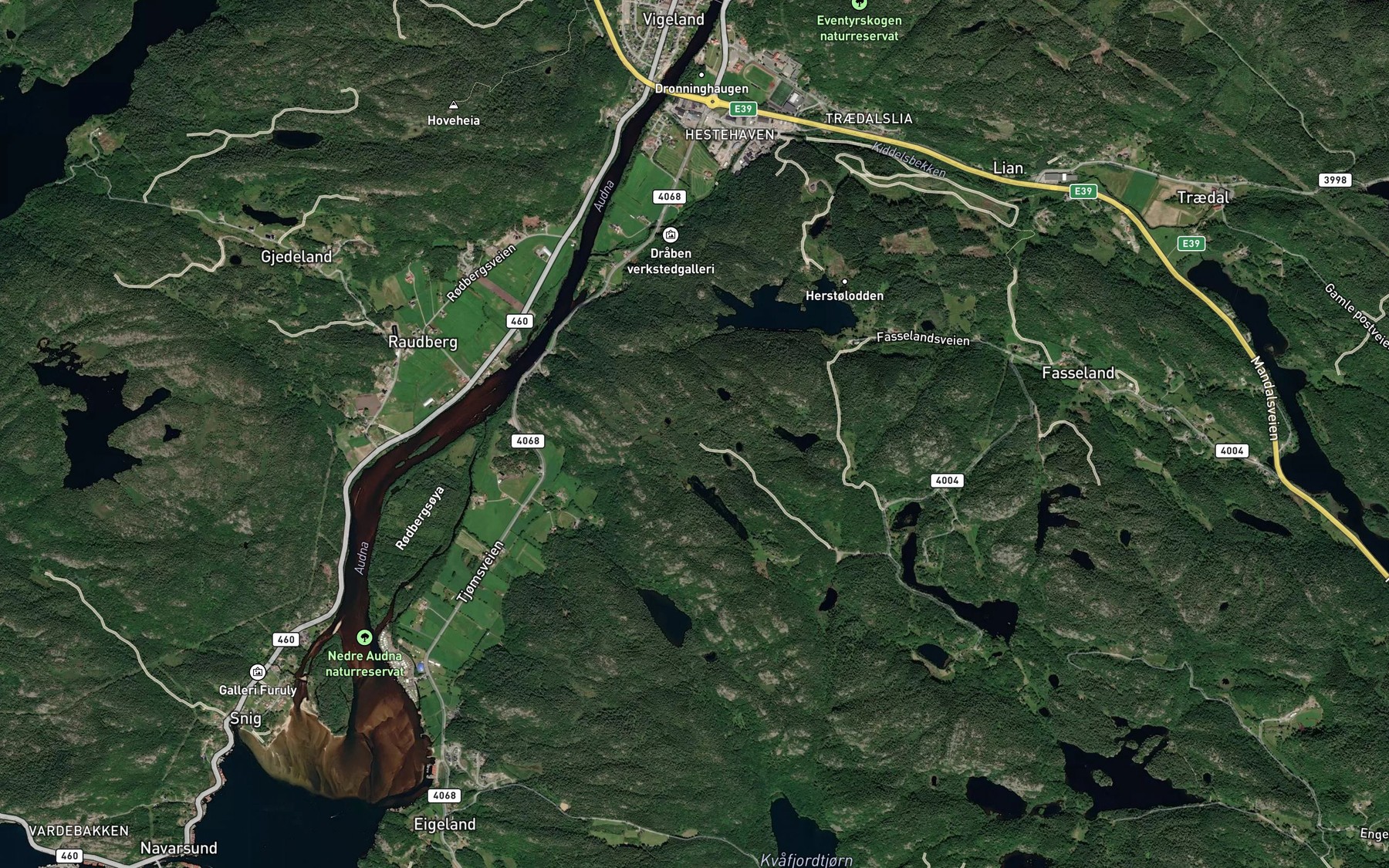 Satellite map of the Kjerringpytten