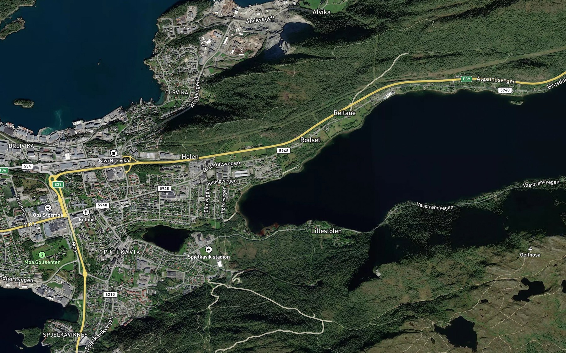 Satellite map of the Kjoyrevika
