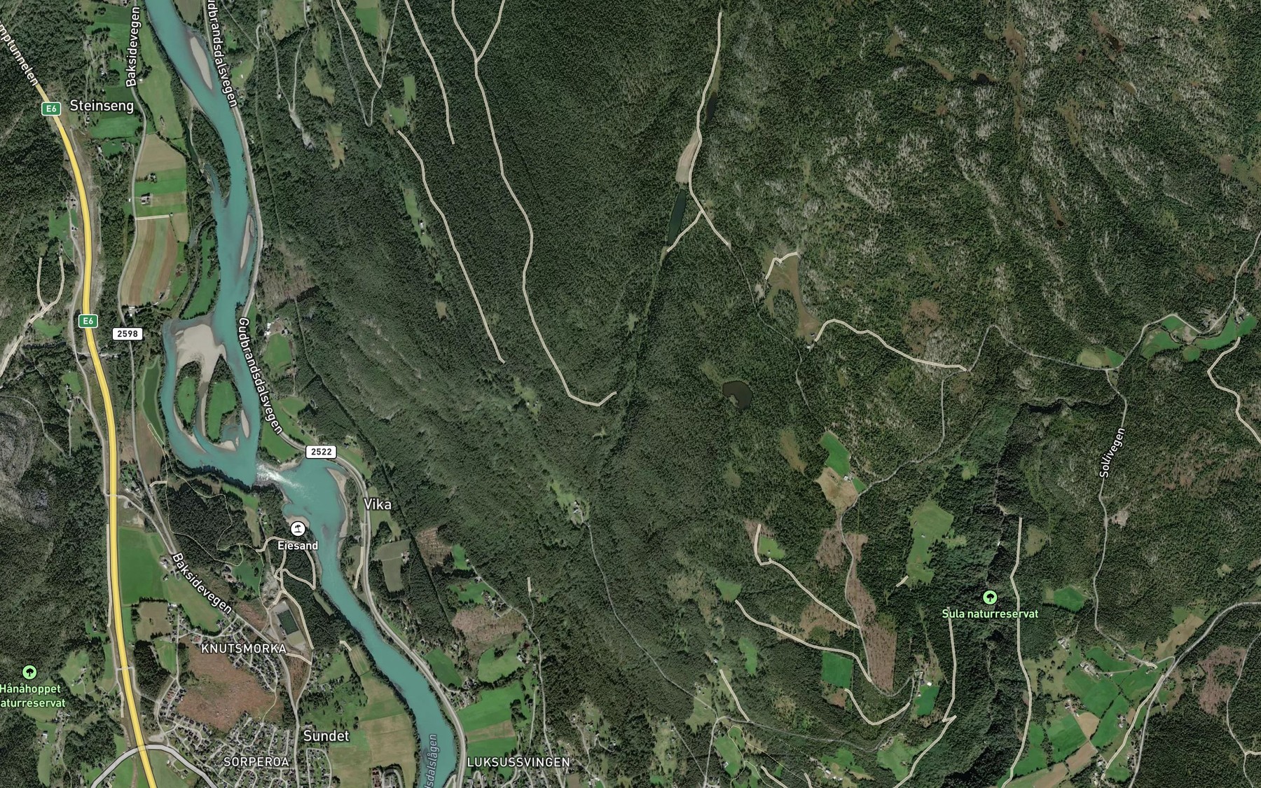 Satellite map of the Burbekken