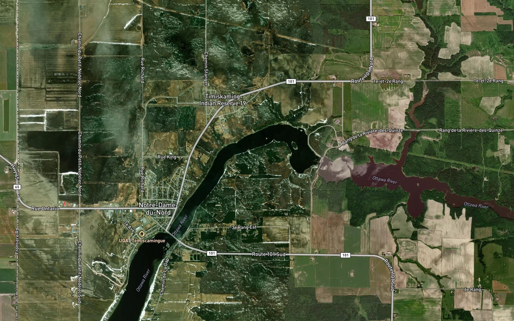 Satellite map of the Cours d'eau du Troisieme Rang Est