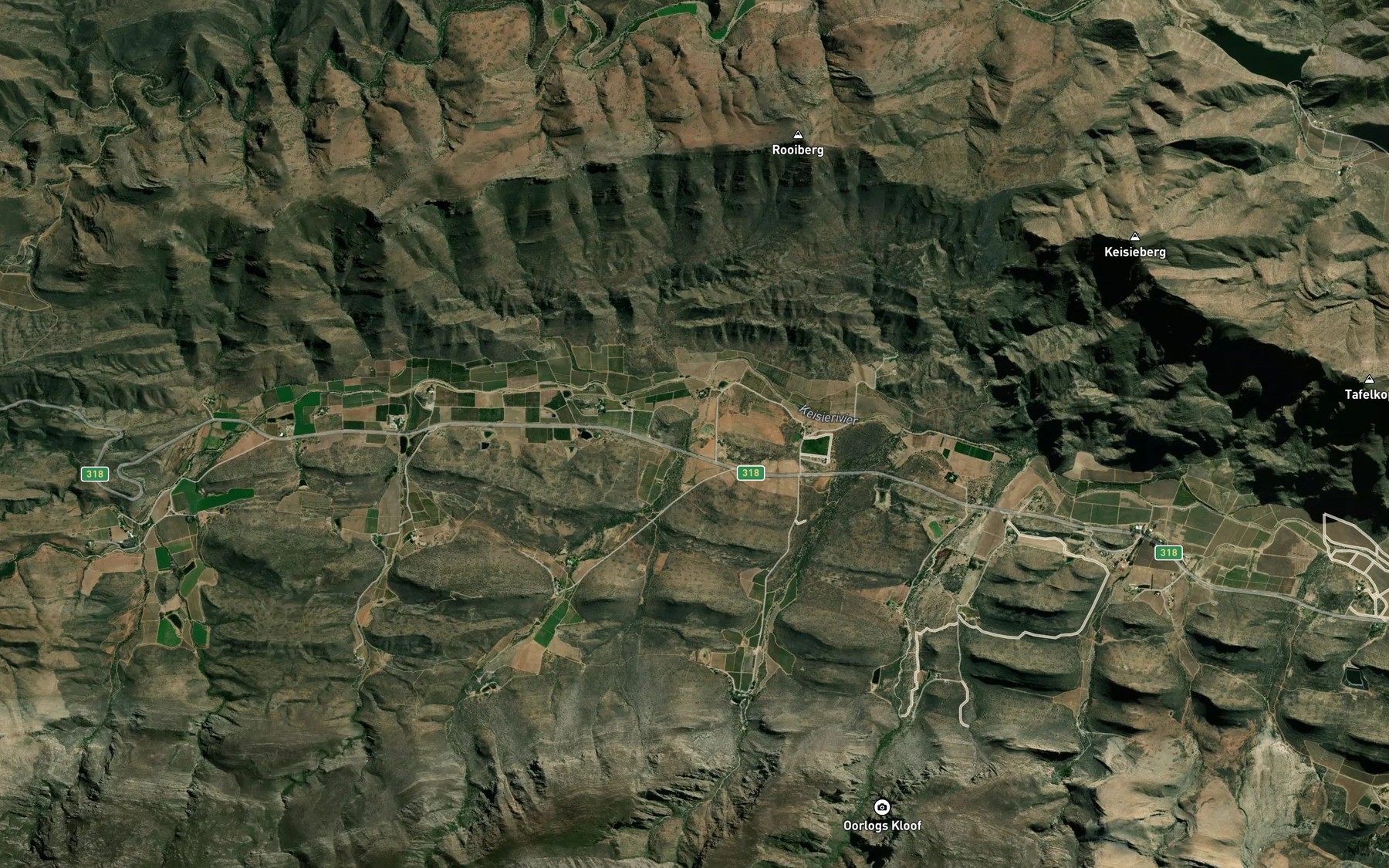 Satellite map of the Ouhuisrivier