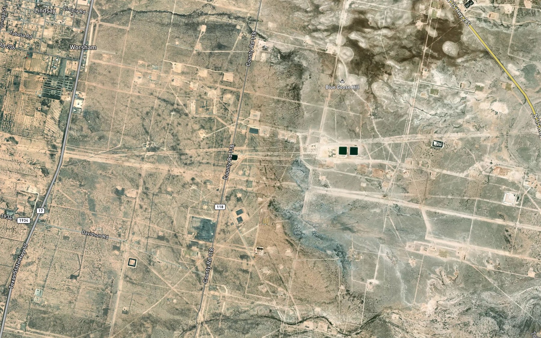 Satellite map of the Hackberry Springs