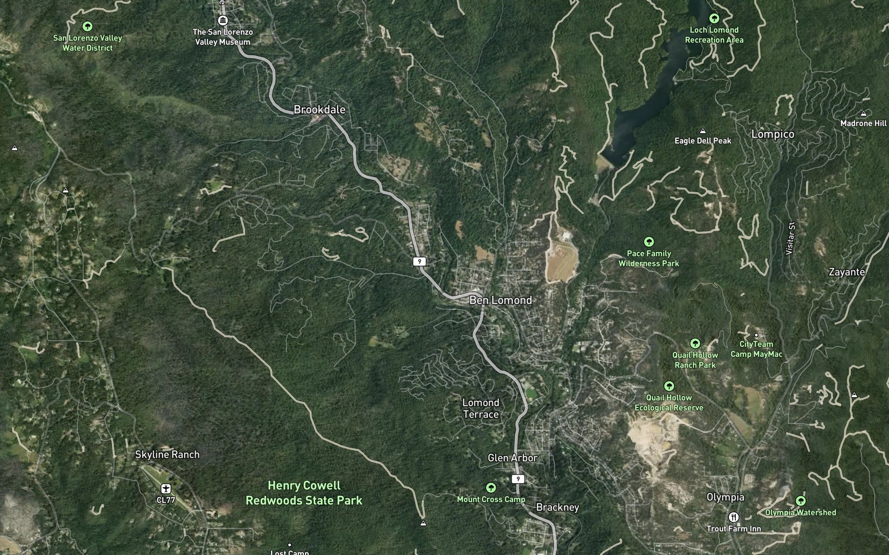Satellite map of the Marshall Creek