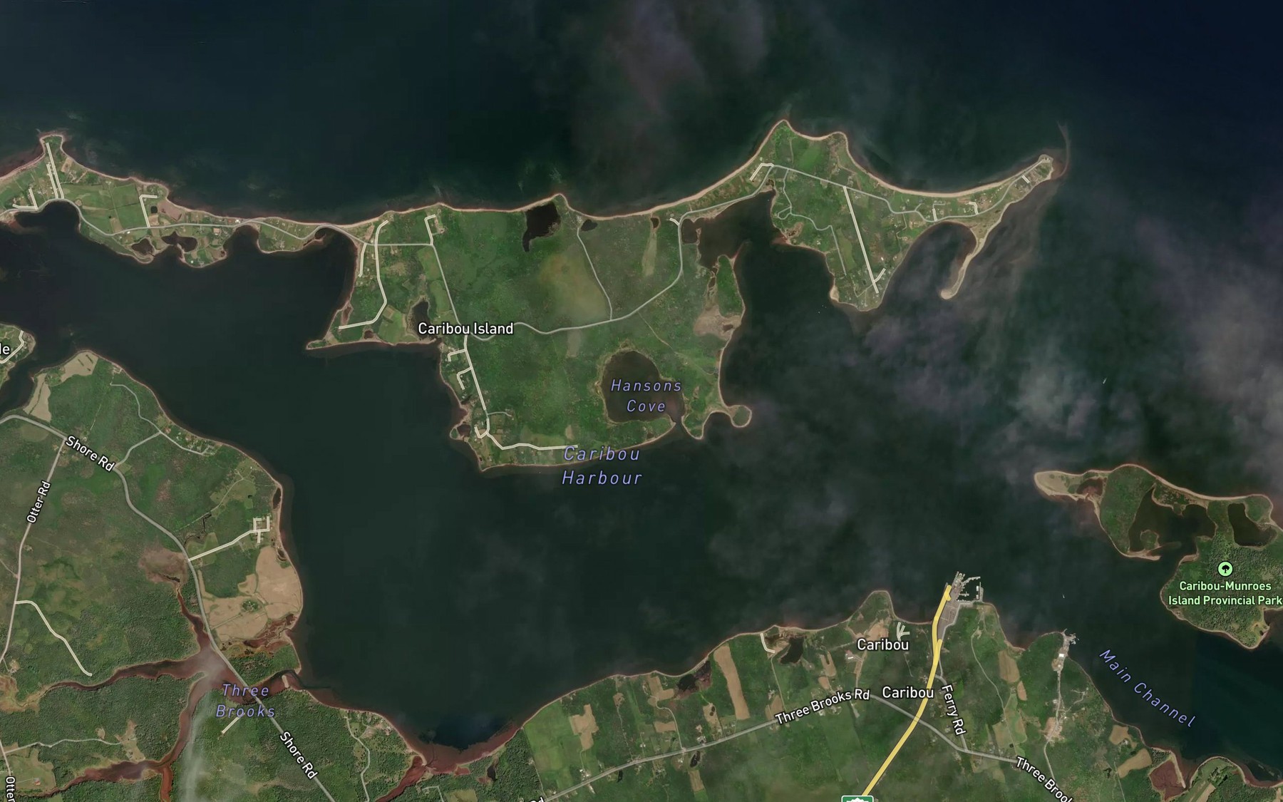 Satellite map of the Hansons Cove