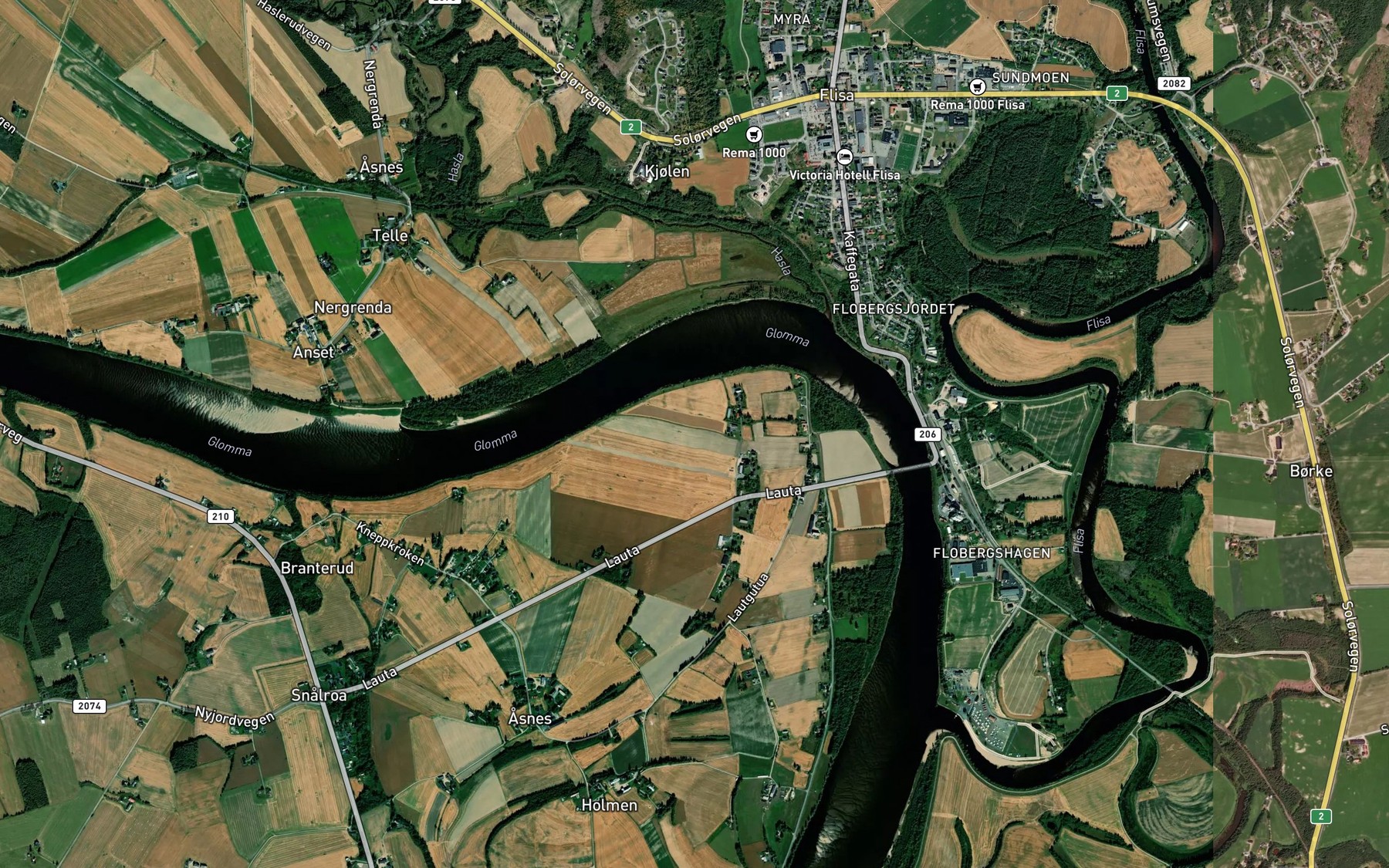 Satellite map of the Hasla