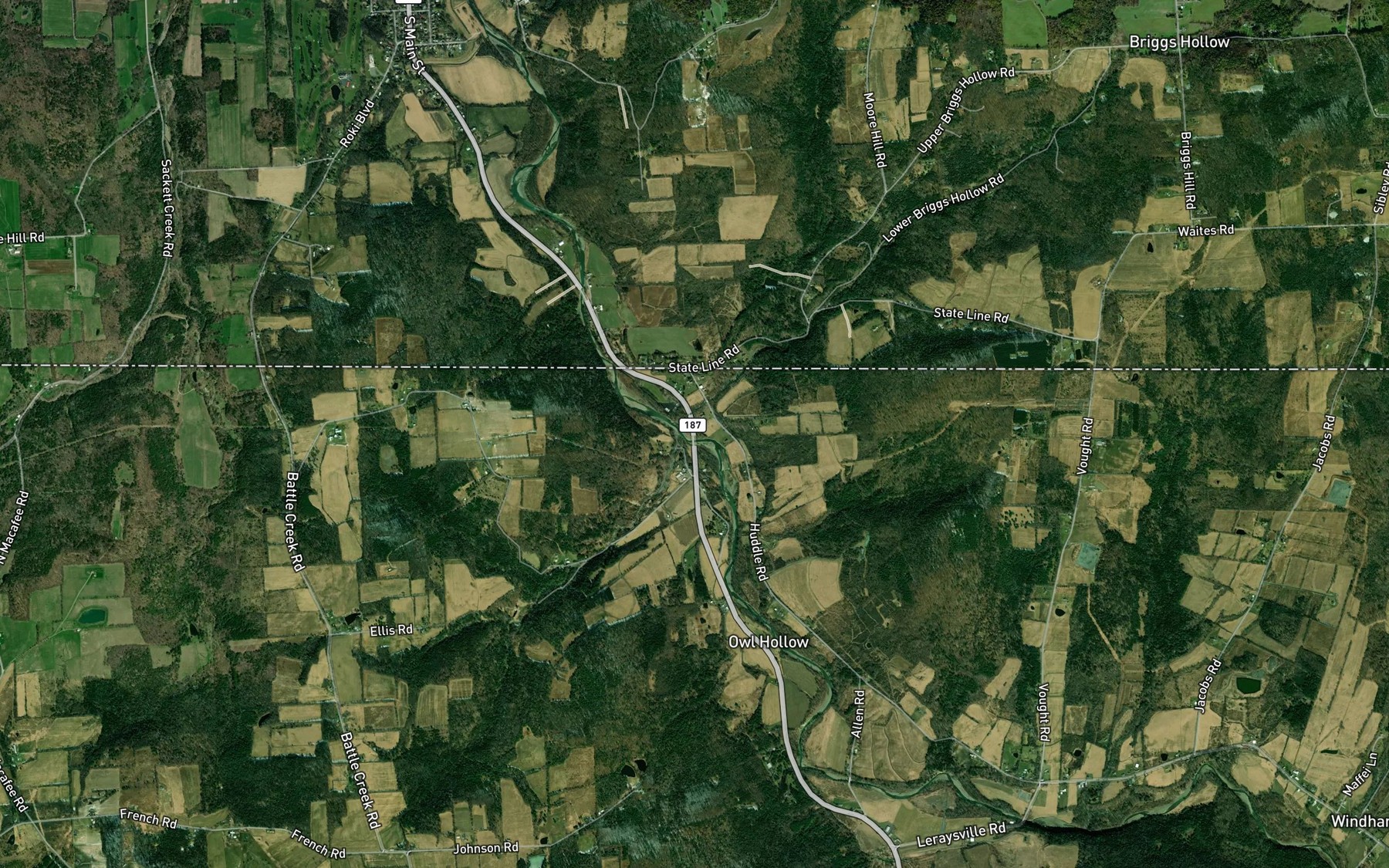 Satellite map of the Little Falls Creek