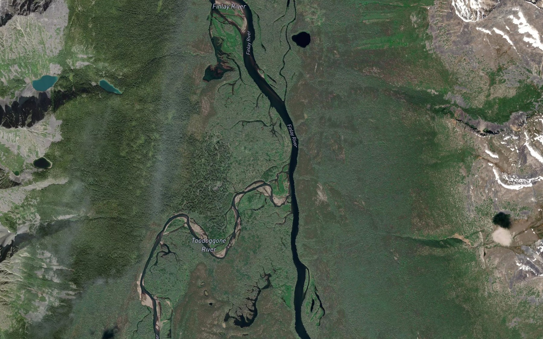 Satellite map of the Toodoggone River