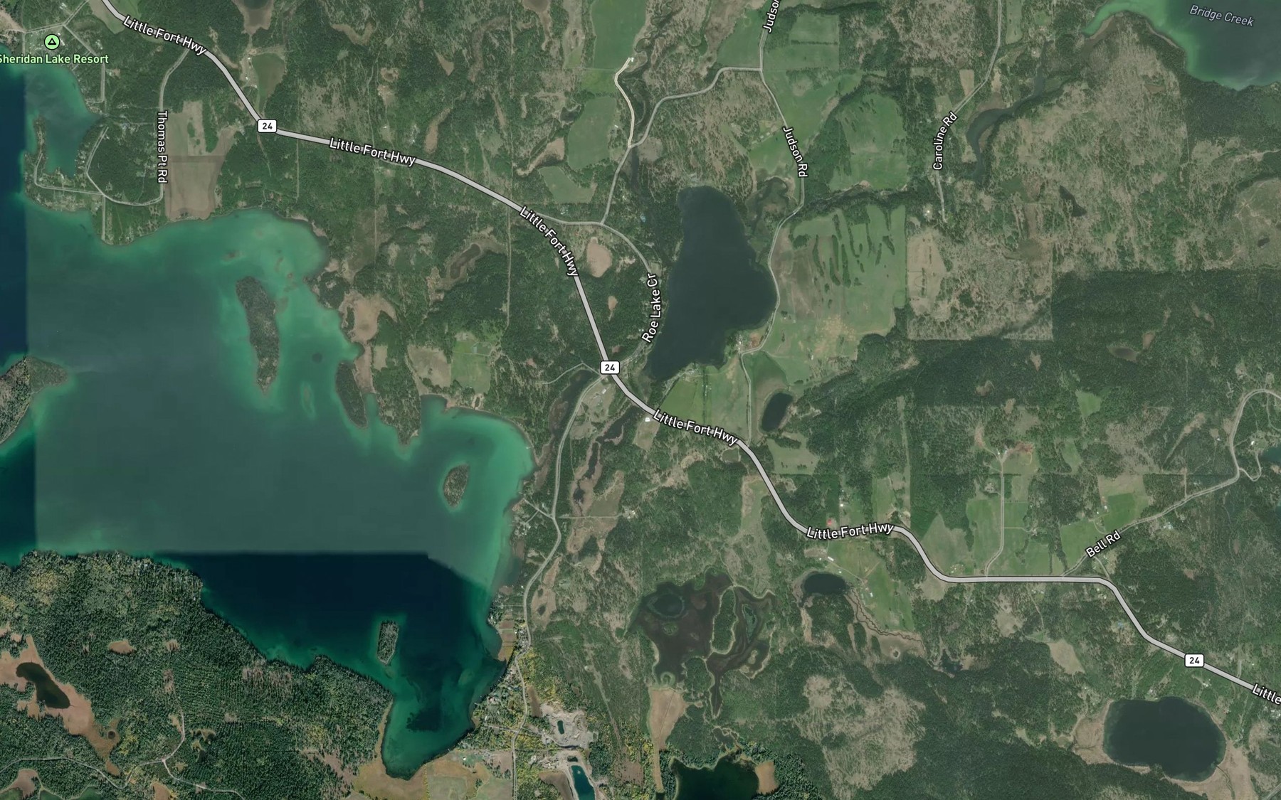 Satellite map of the Eastwood Creek