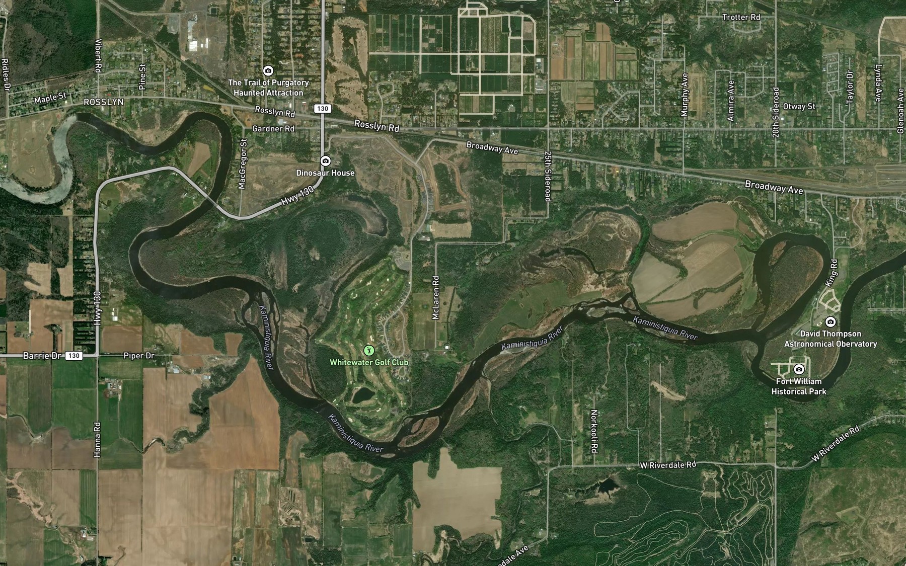 Satellite map of the Slate River