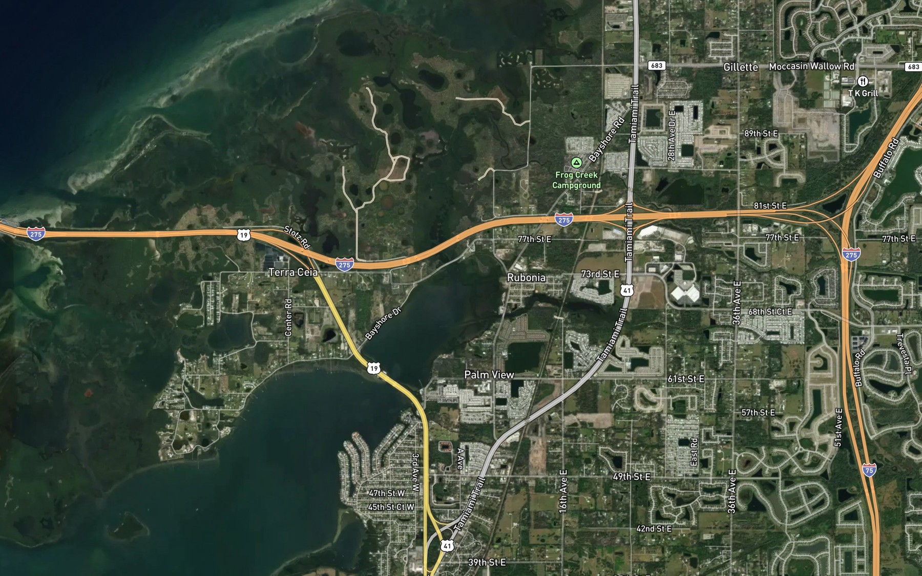Satellite map of the Frog Creek