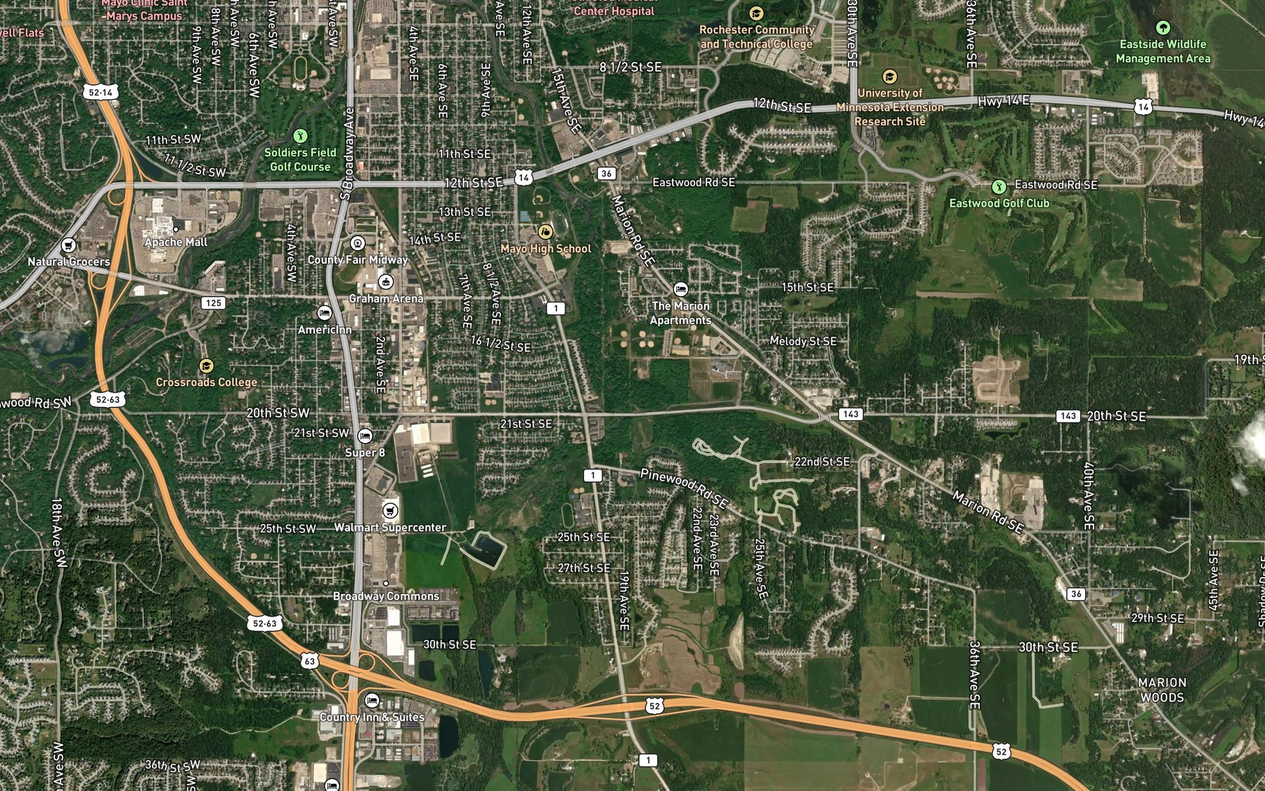 Satellite map of the Badger Run