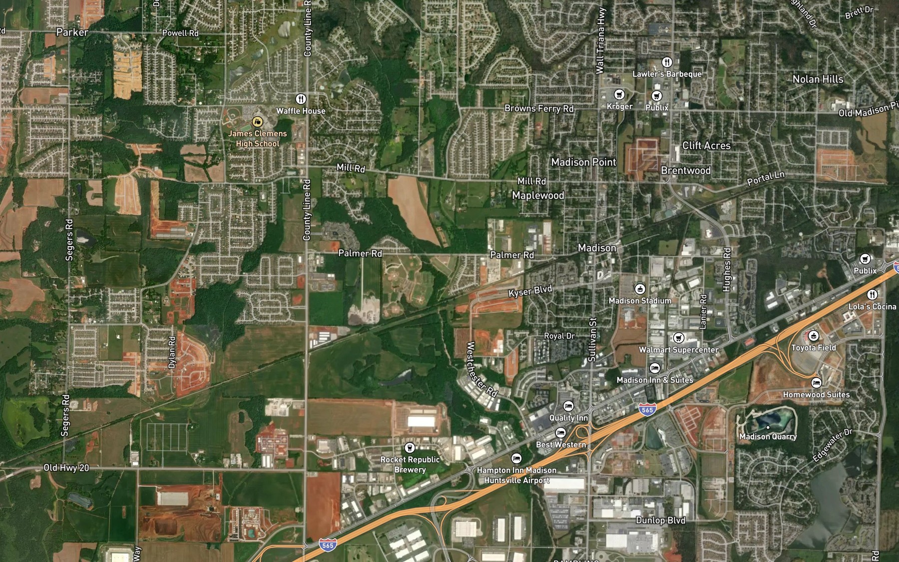 Satellite map of the Mill Creek