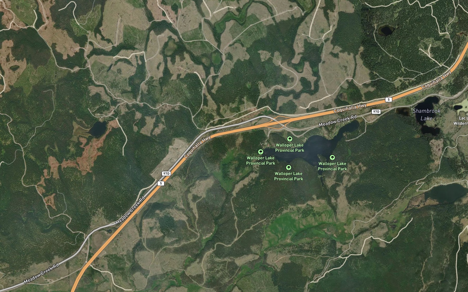 Satellite map of the Walloper Creek