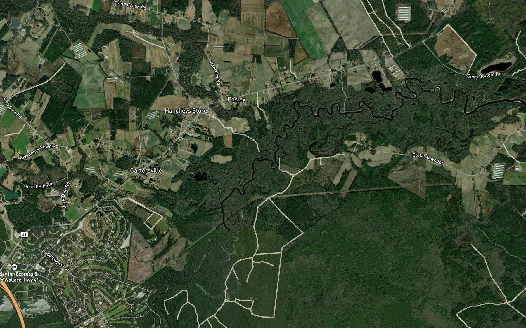 Satellite map of the Island Creek