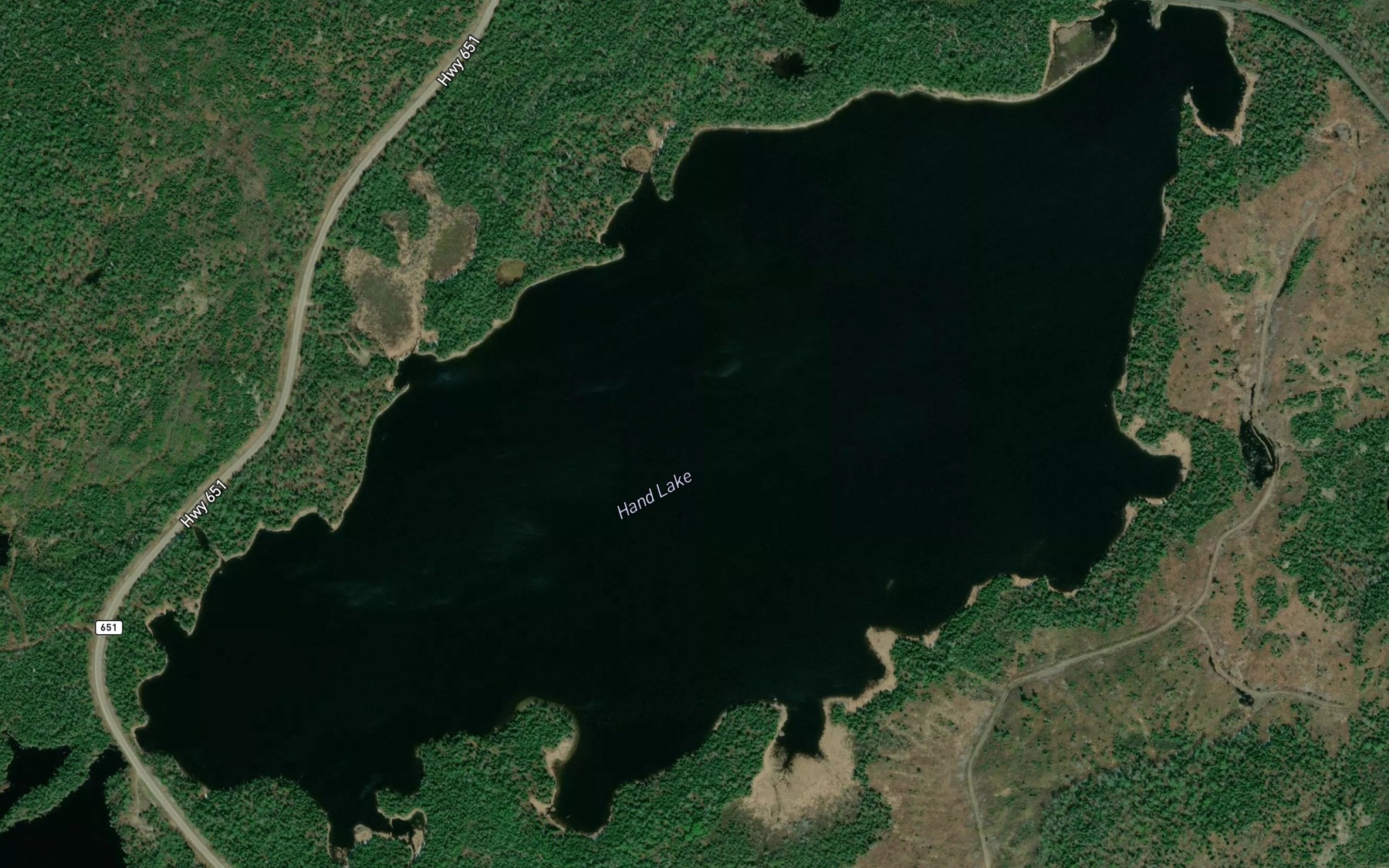 Satellite map of the Hand Lake