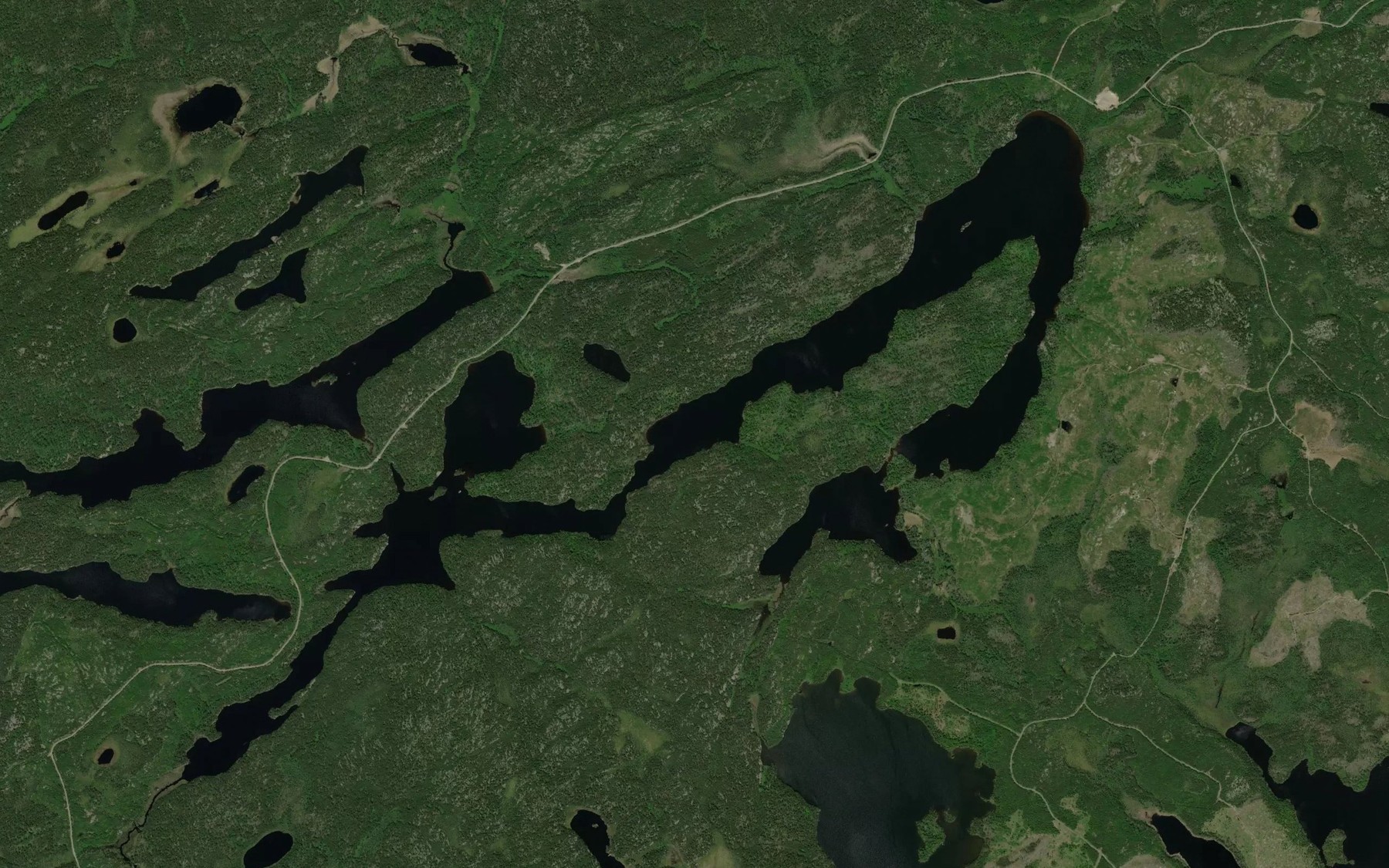 Satellite map of the Bent Lake
