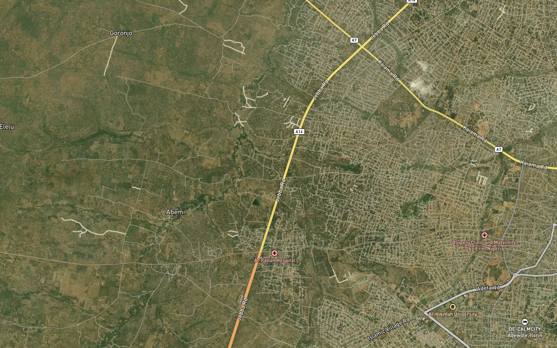 Satellite map of the Akunri