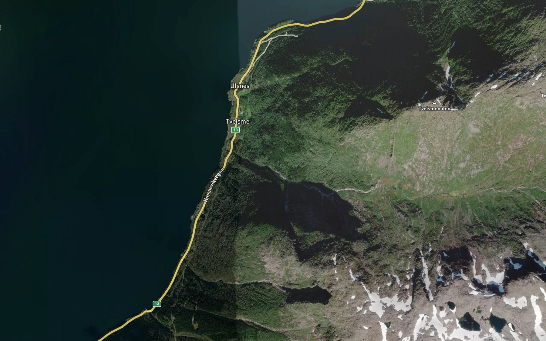 Satellite map of the Tveismeelvi