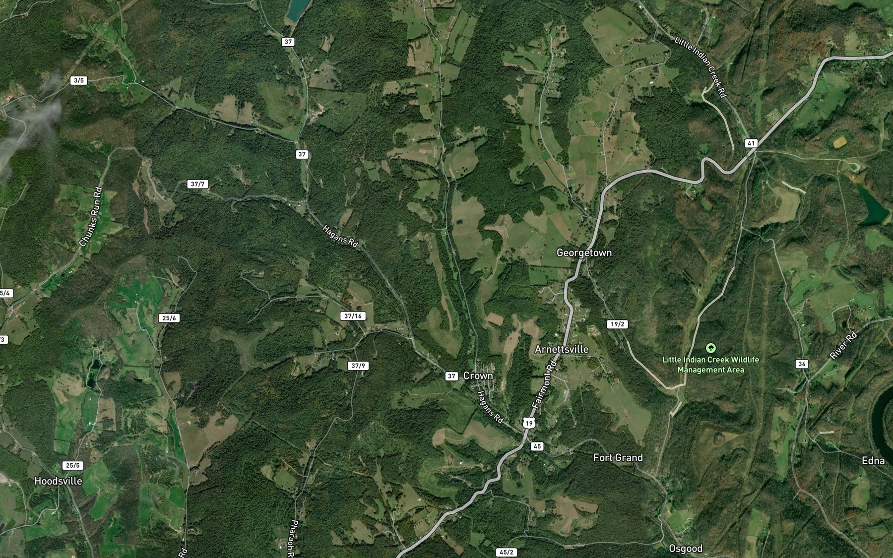 Satellite map of the Morris Haller Spring