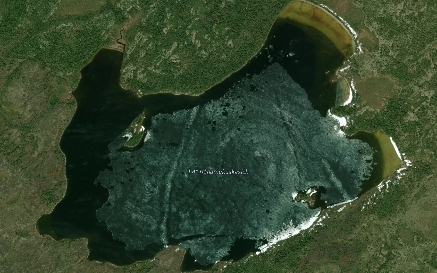 Satellite map of the Lac Kanamekuskasich