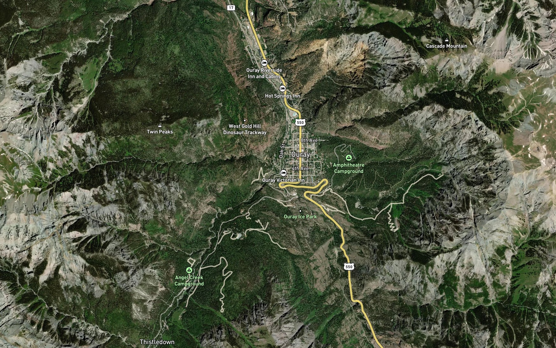 Satellite map of the Oak Creek