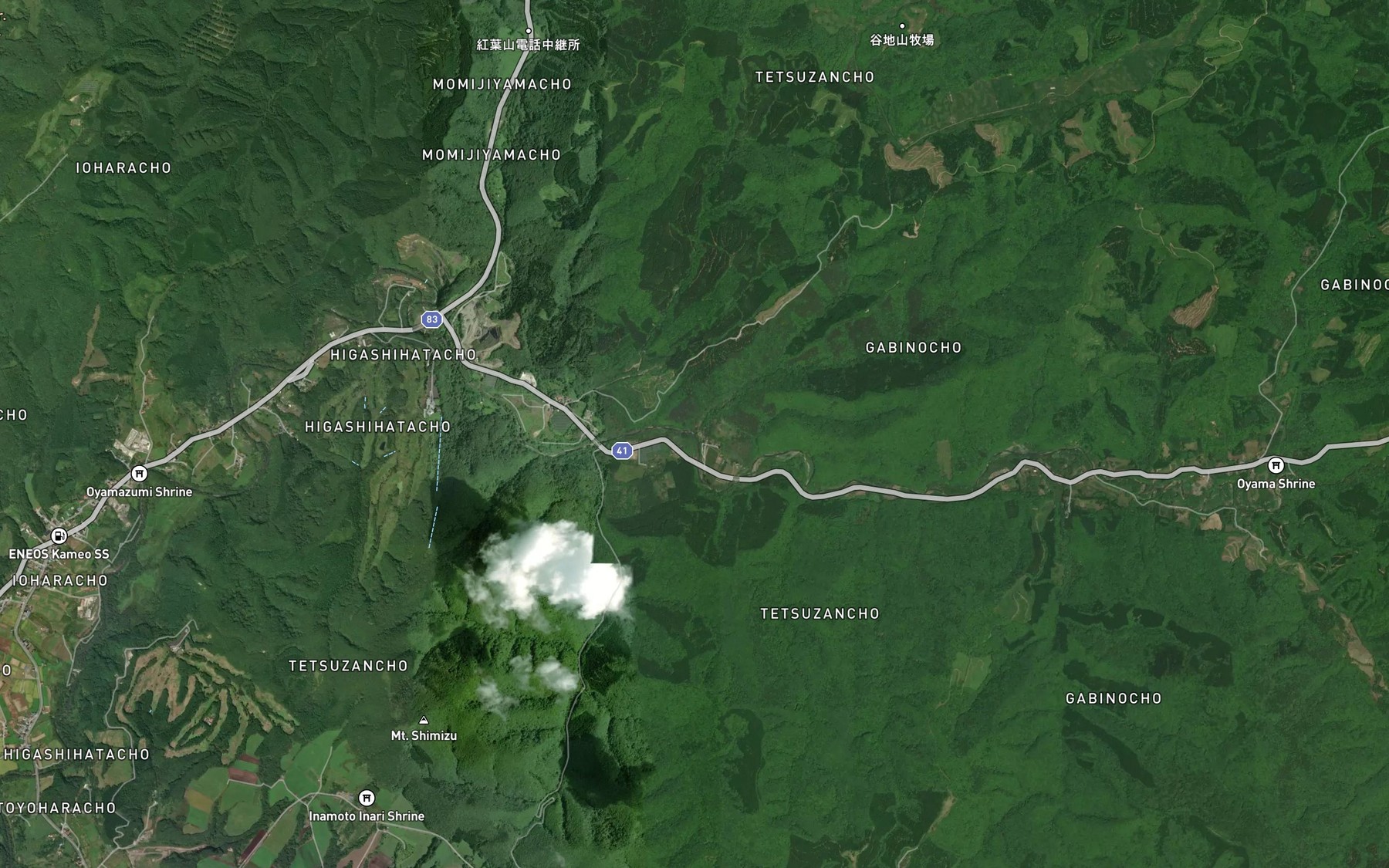 Satellite map of the Shiratakisawa Gawa
