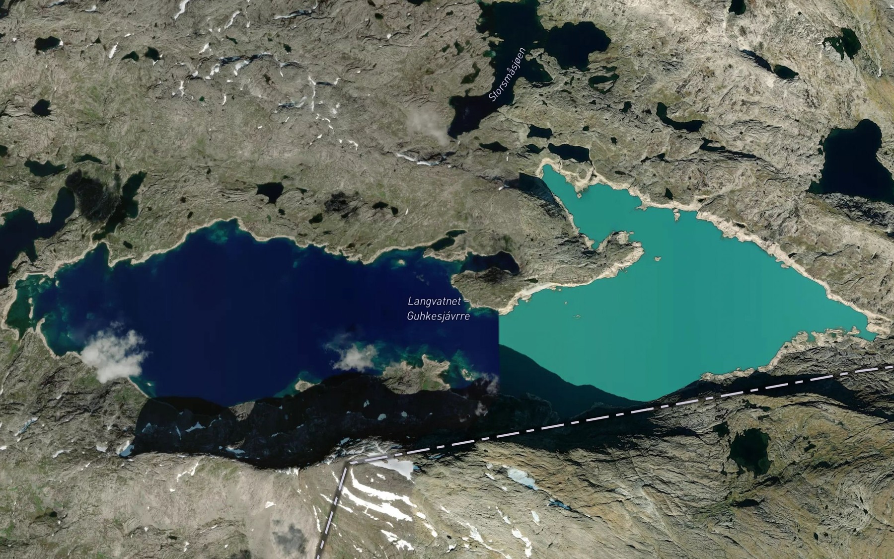Satellite map of the Guhkesjavrre