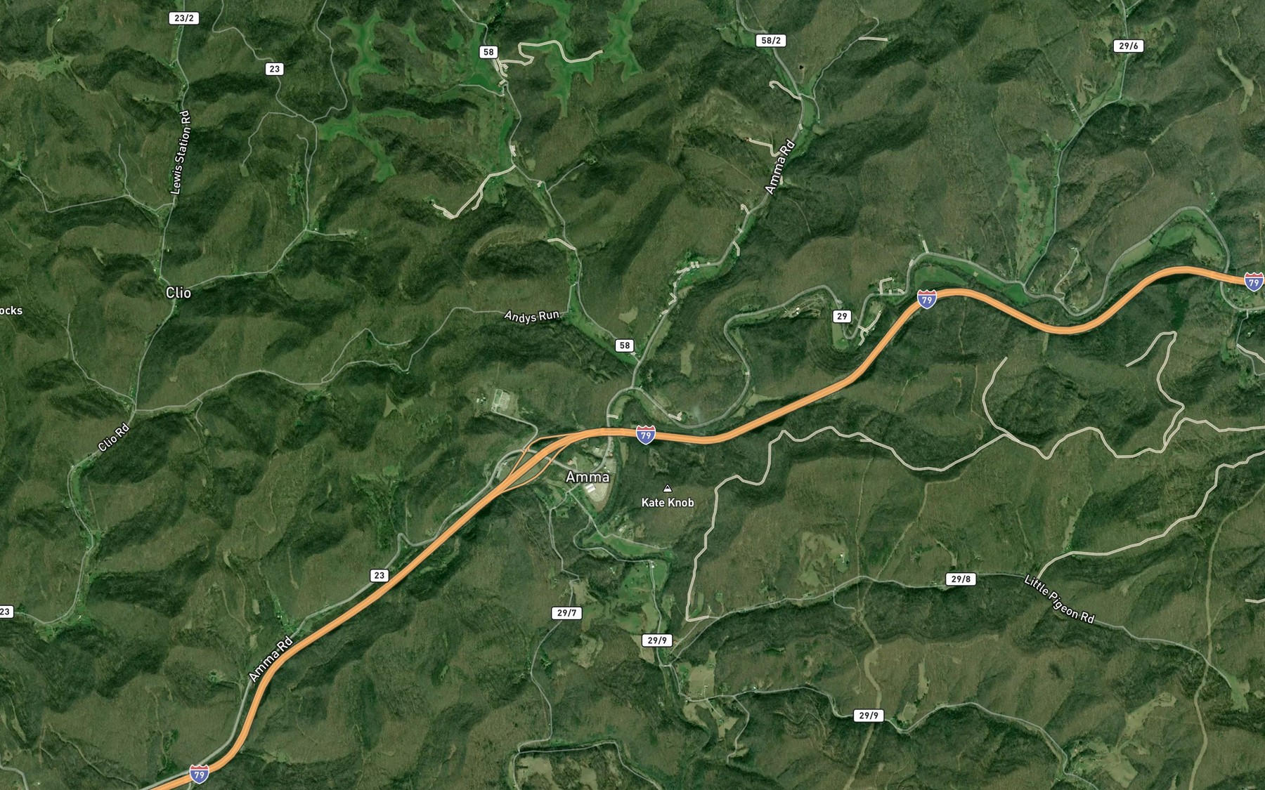 Satellite map of the Left Hand Run
