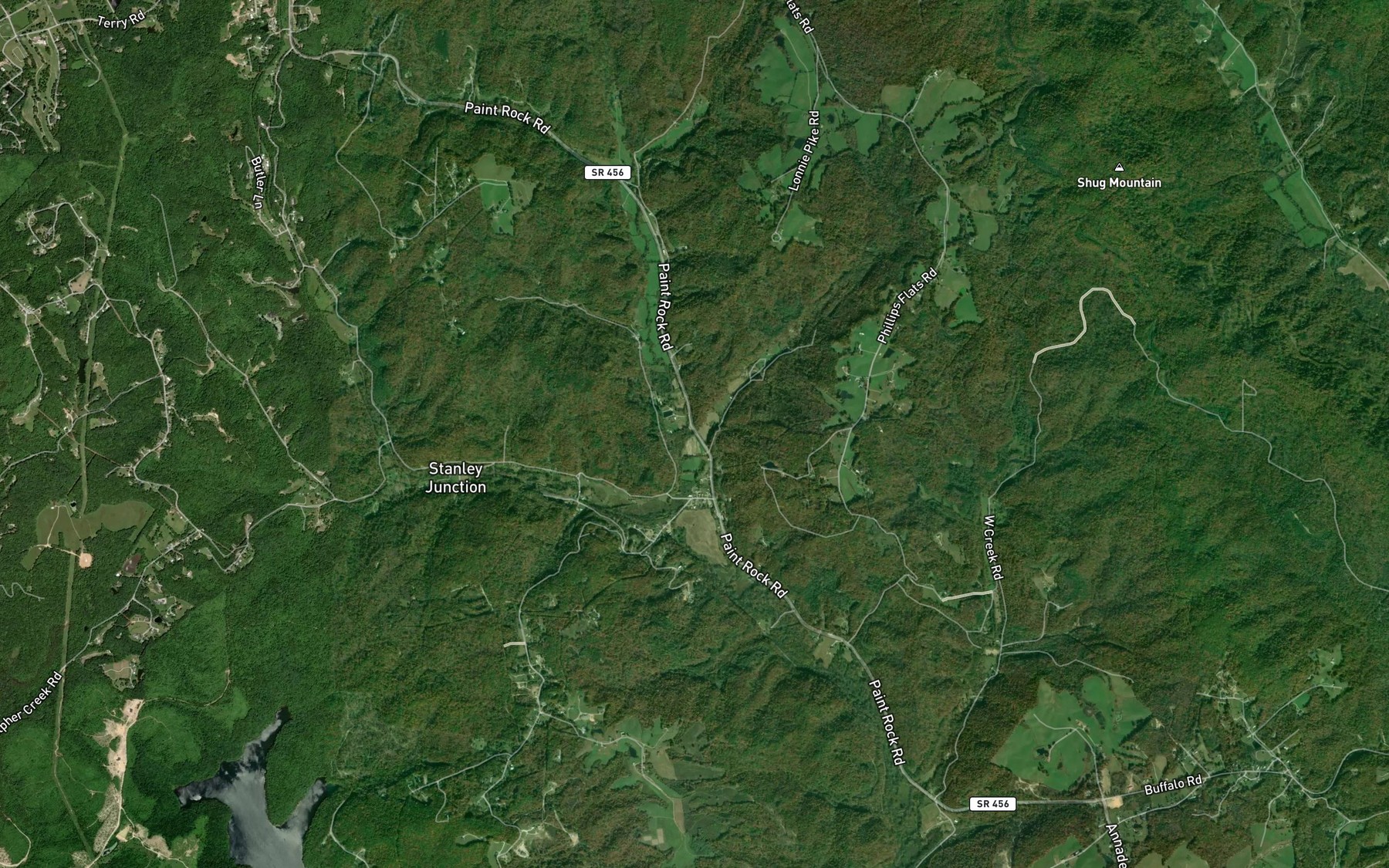 Satellite map of the Allen Creek