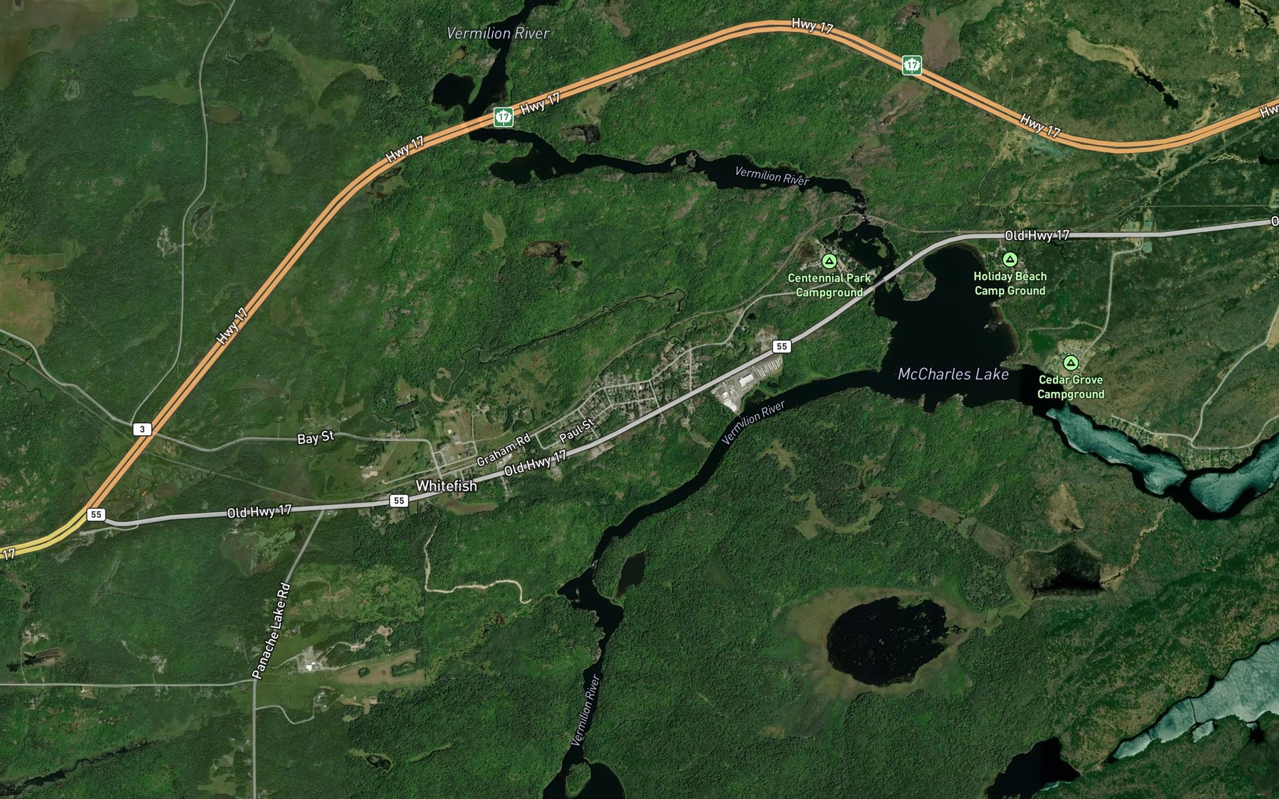 Satellite map of the Fairbank Creek