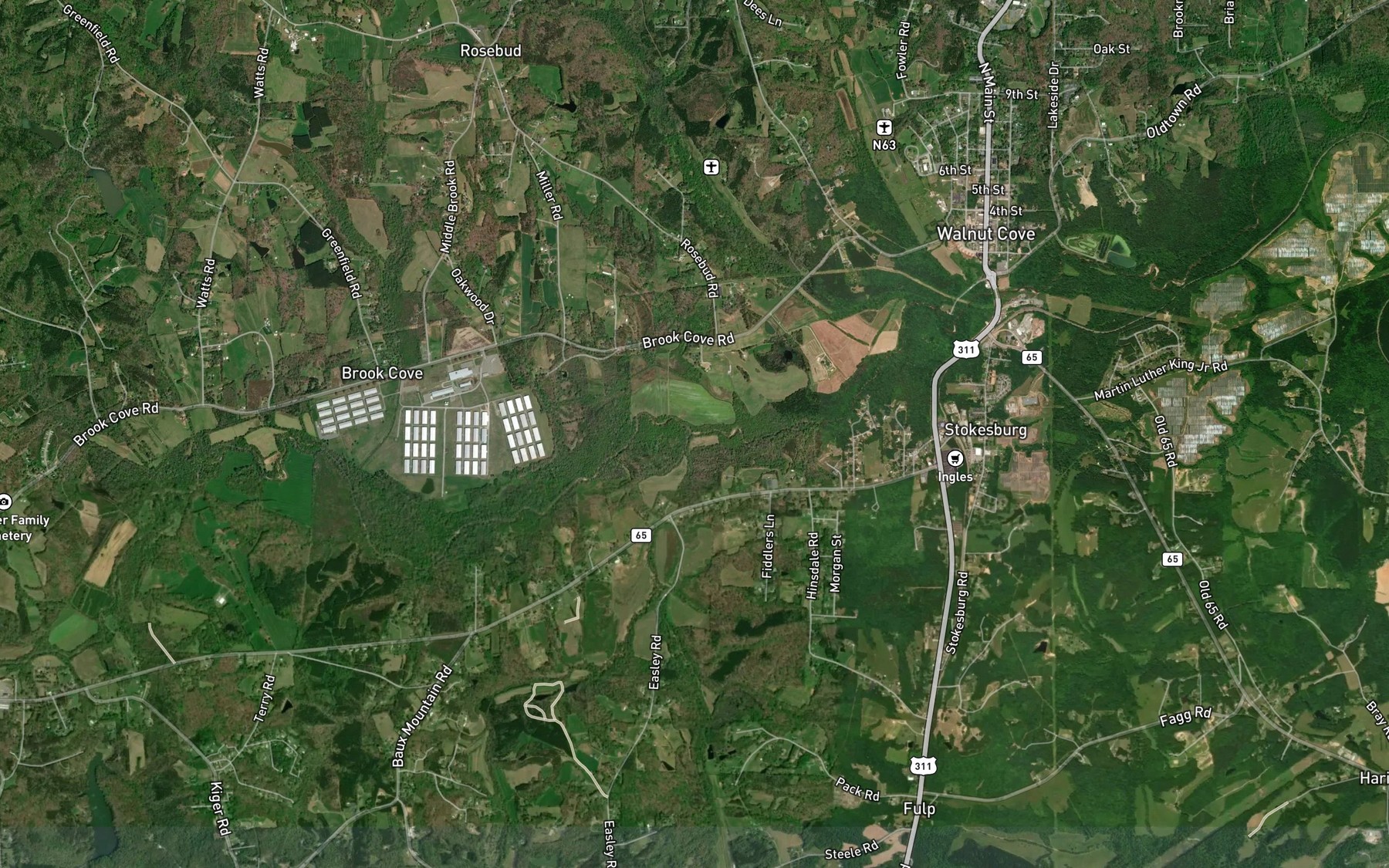 Satellite map of the Old Field Creek