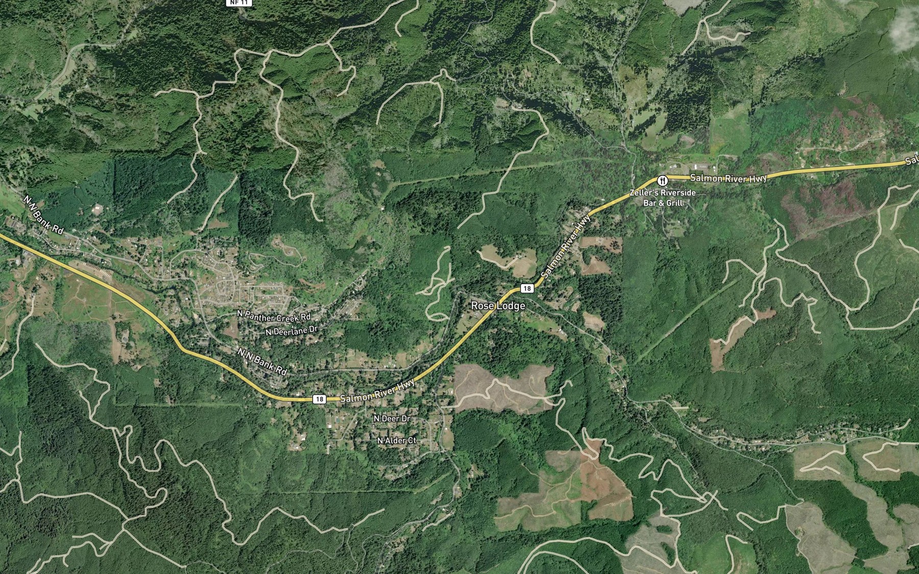 Satellite map of the Slick Rock Creek