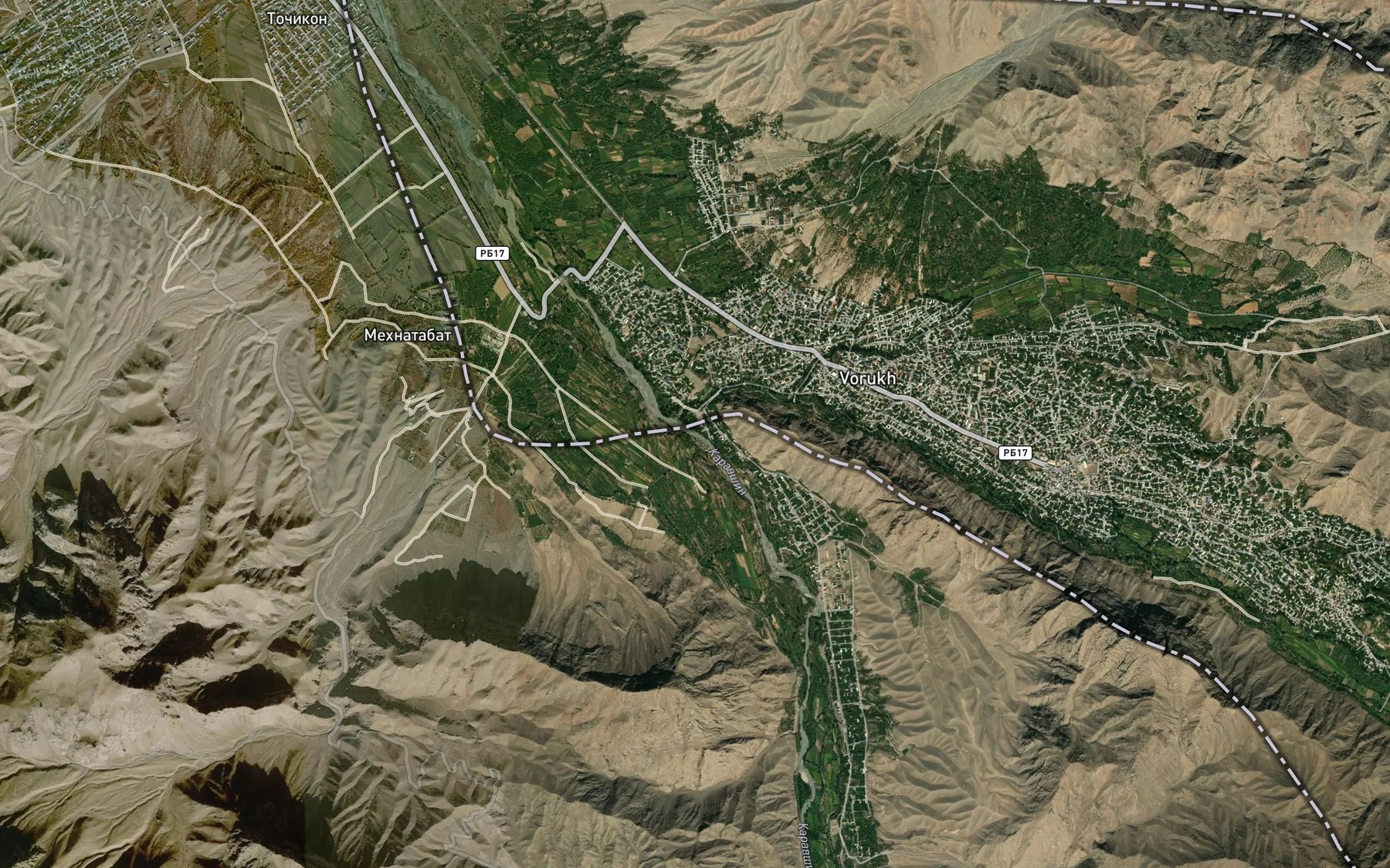 Satellite map of the Karavshin