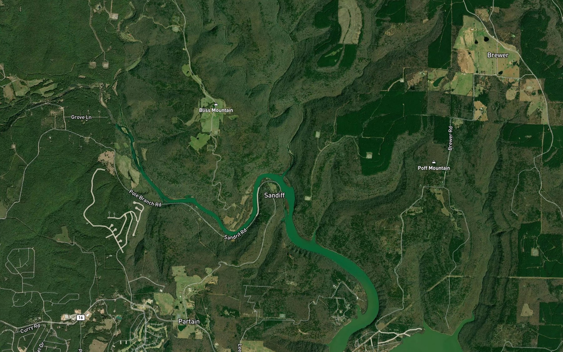 Satellite map of the Wild Goose Creek