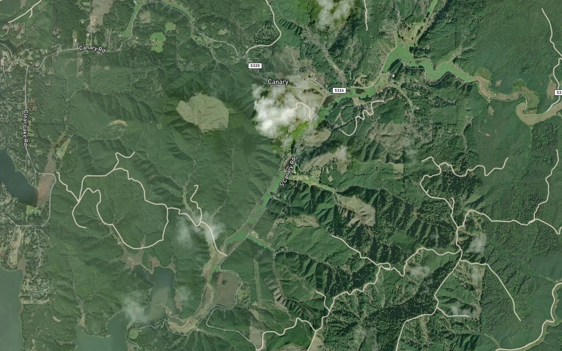 Satellite map of the Roache Creek
