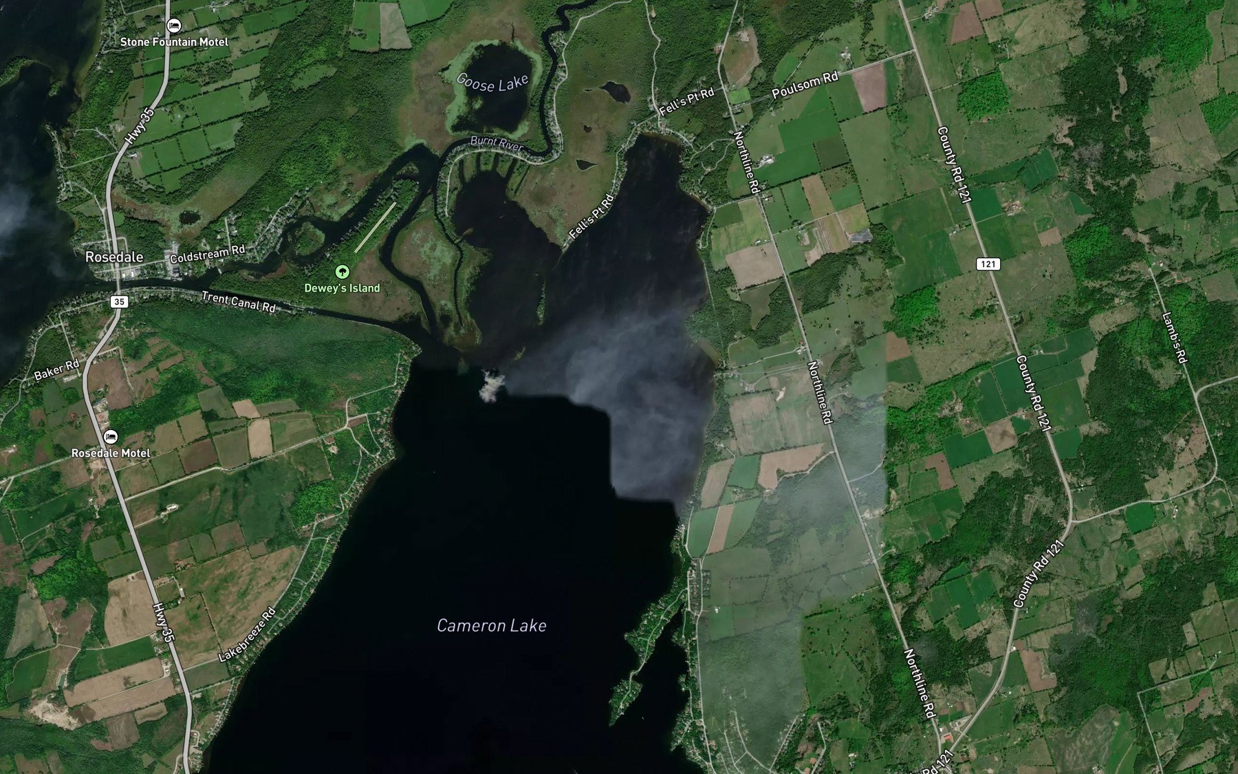Satellite map of the Fells Bay
