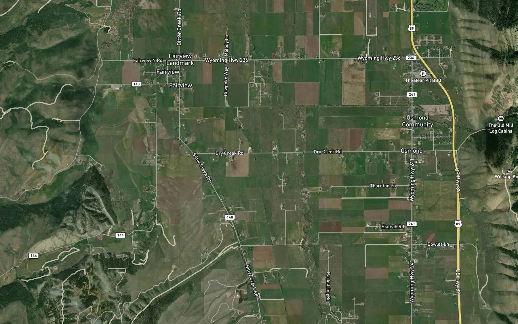 Satellite map of the Fairview Canal