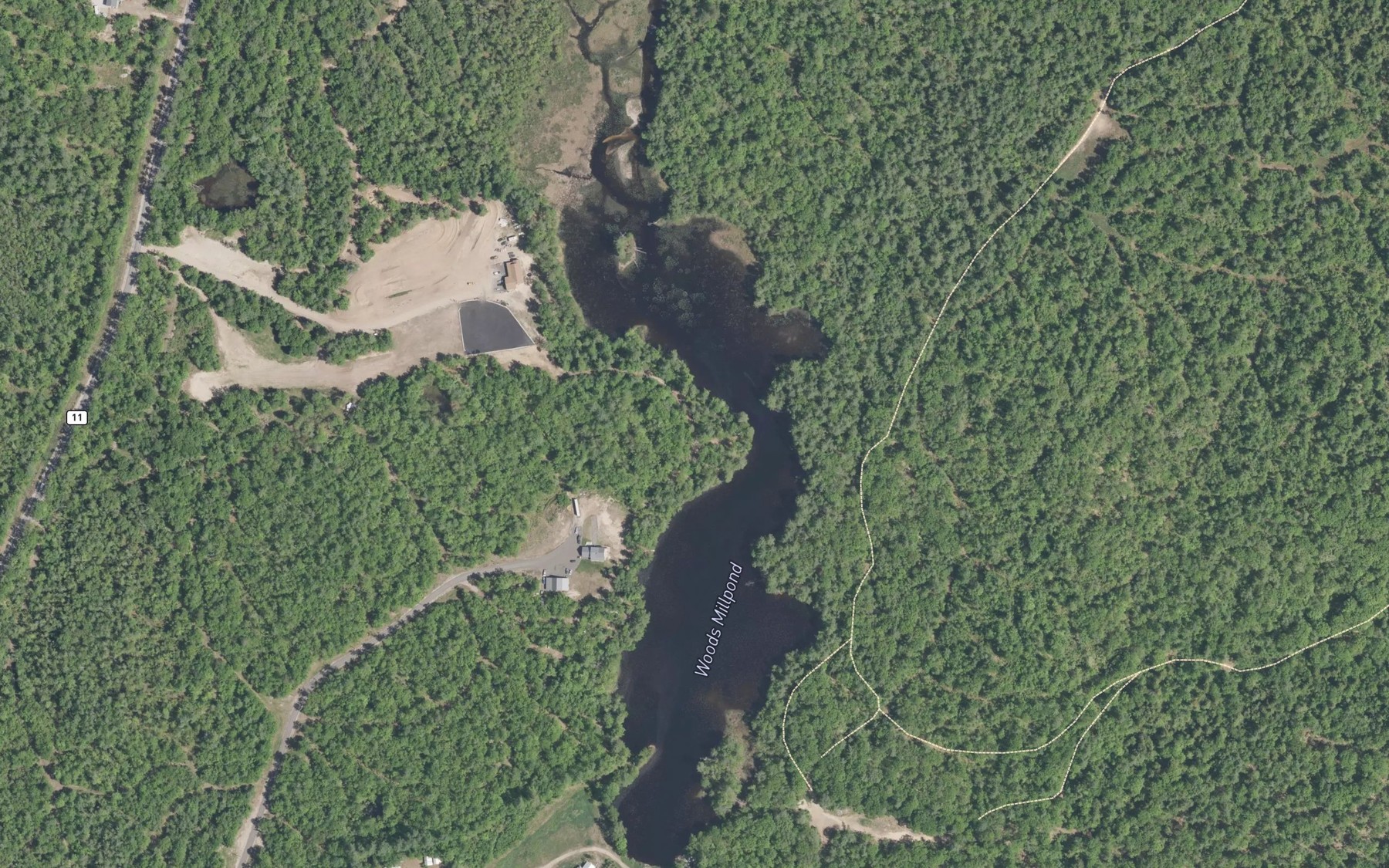 Satellite map of the Woods Millpond