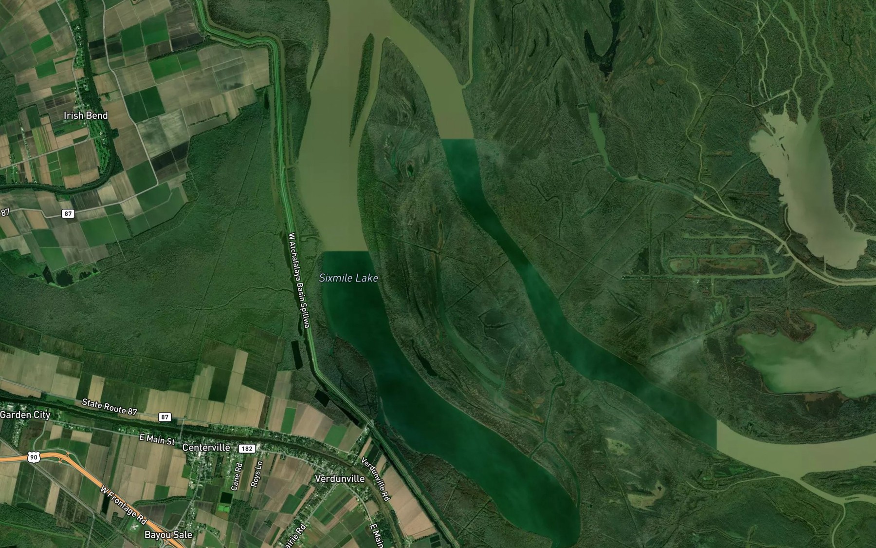 Satellite map of the Yellow Bayou