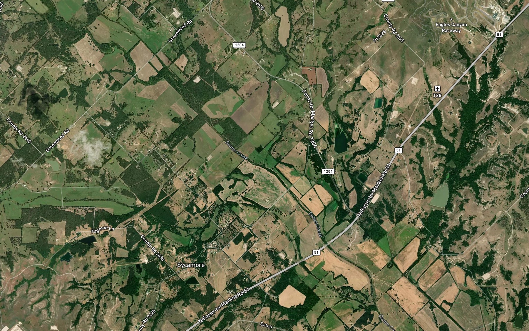 Satellite map of the Harts Creek