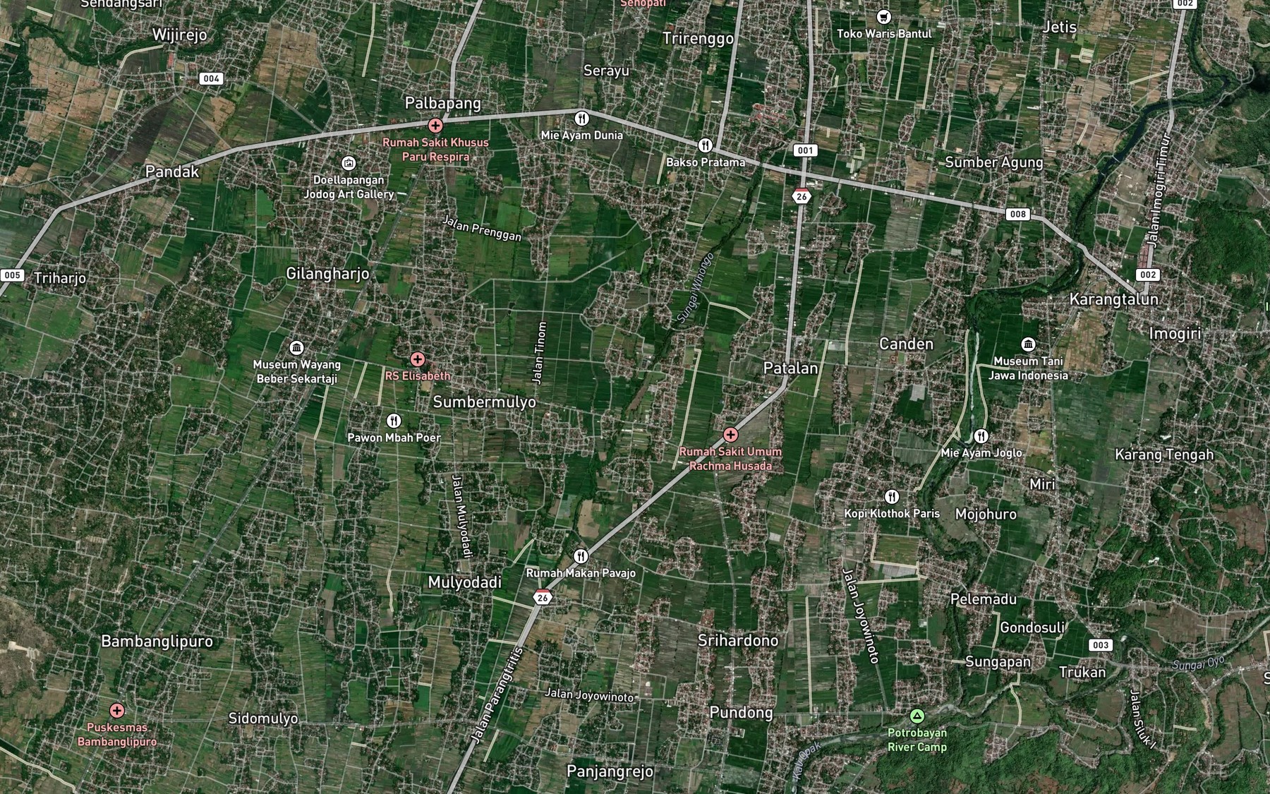 Satellite map of the Kali Derman