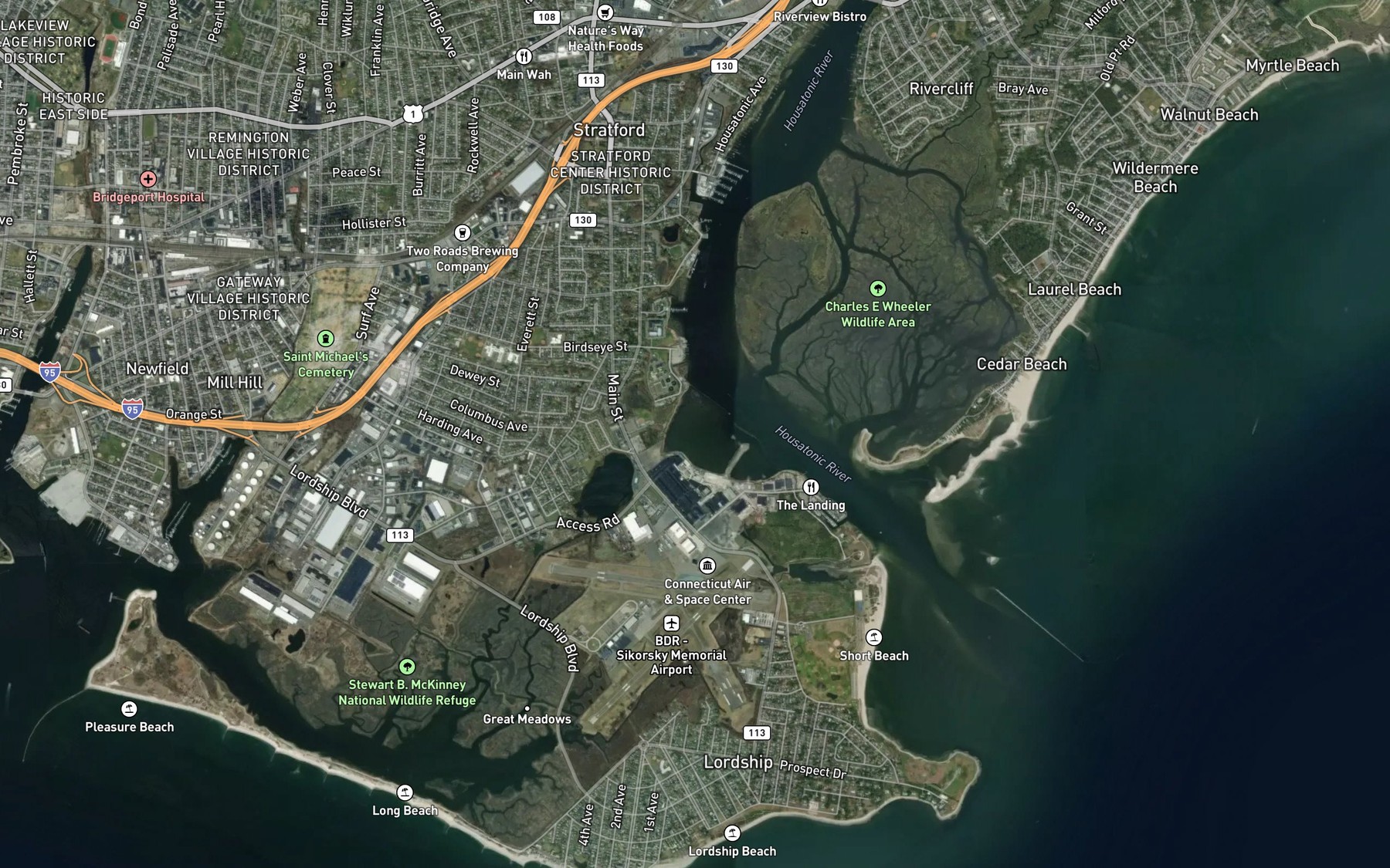 Satellite map of the Peck Great Cove (historical)