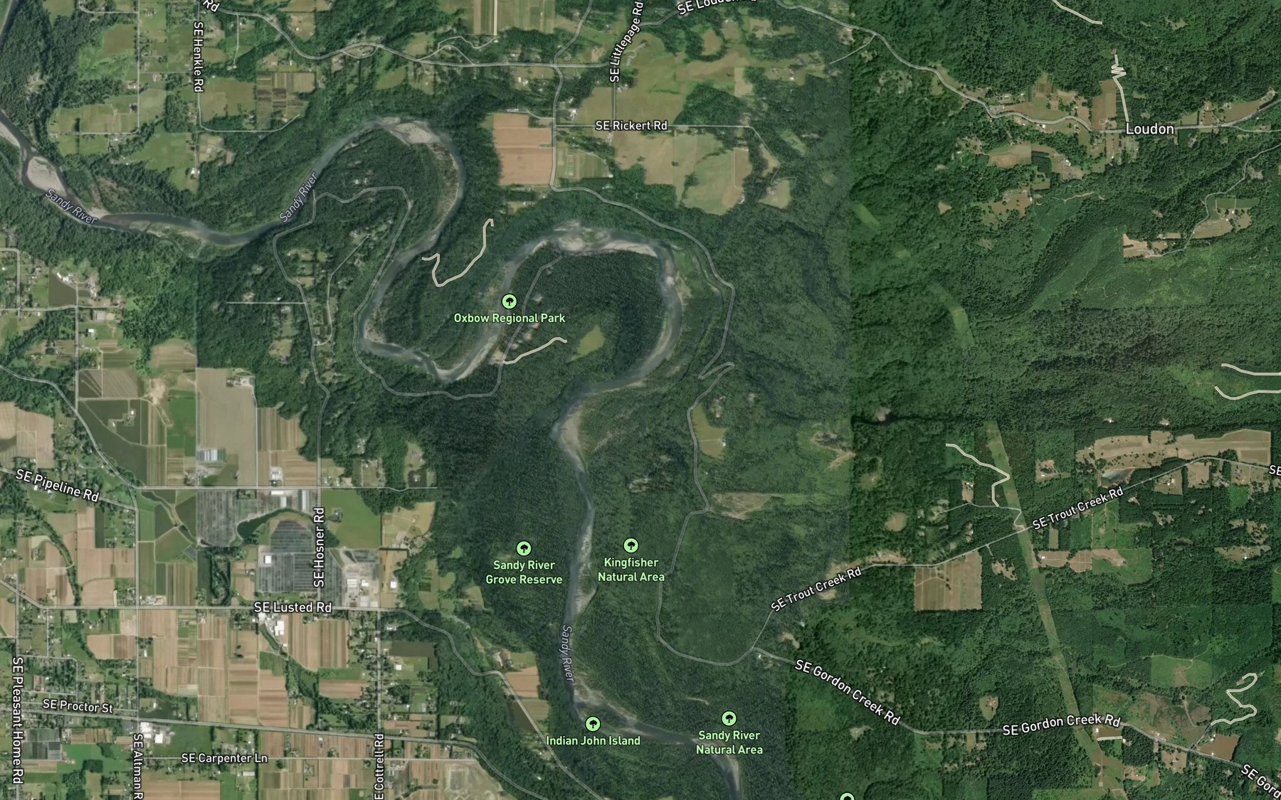 Satellite map of the Trout Creek
