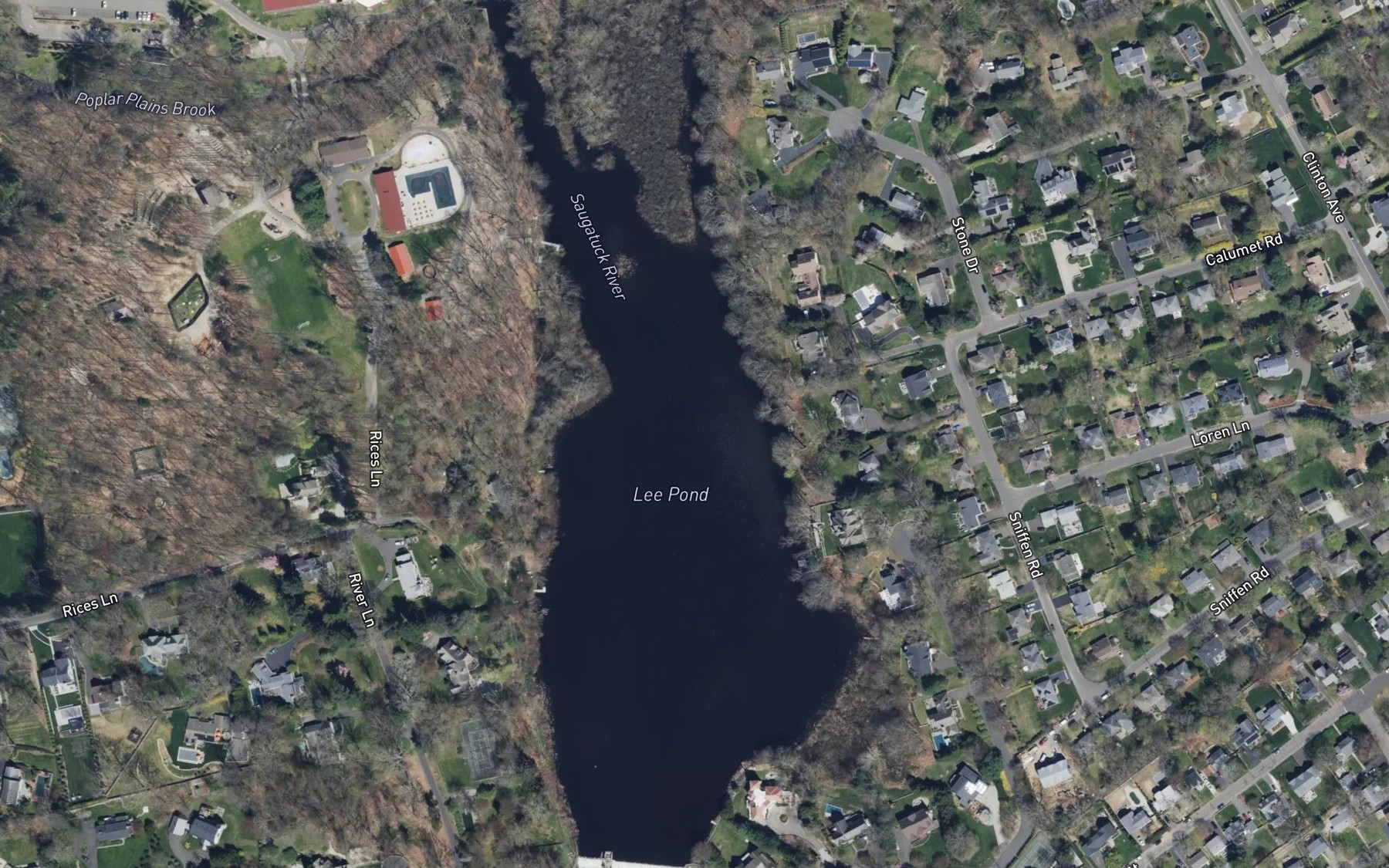 Satellite map of the Lee Pond