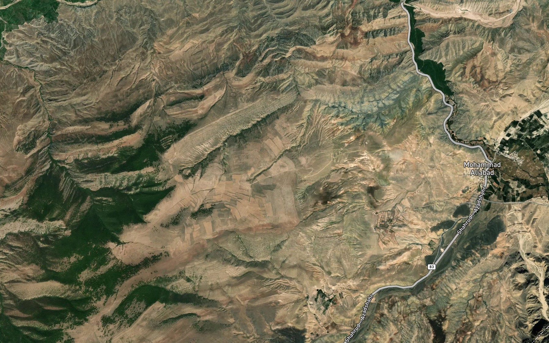 Satellite map of the Cheshmeh-ye Ardakeh Su