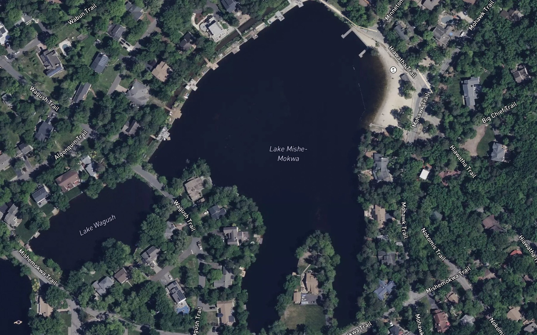 Satellite map of the Lake Mishe-Mokwa
