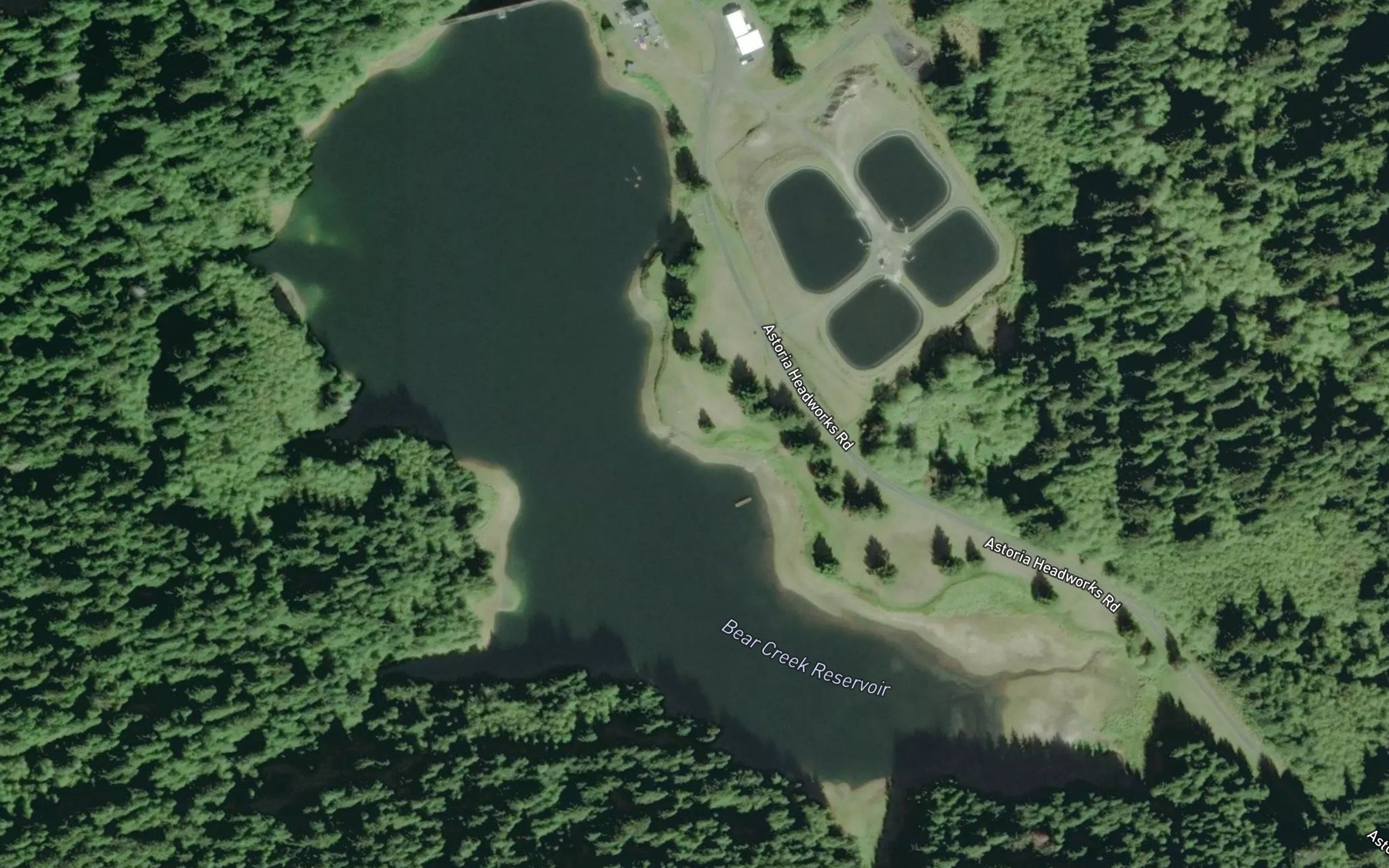 Satellite map of the Bear Creek Reservoir