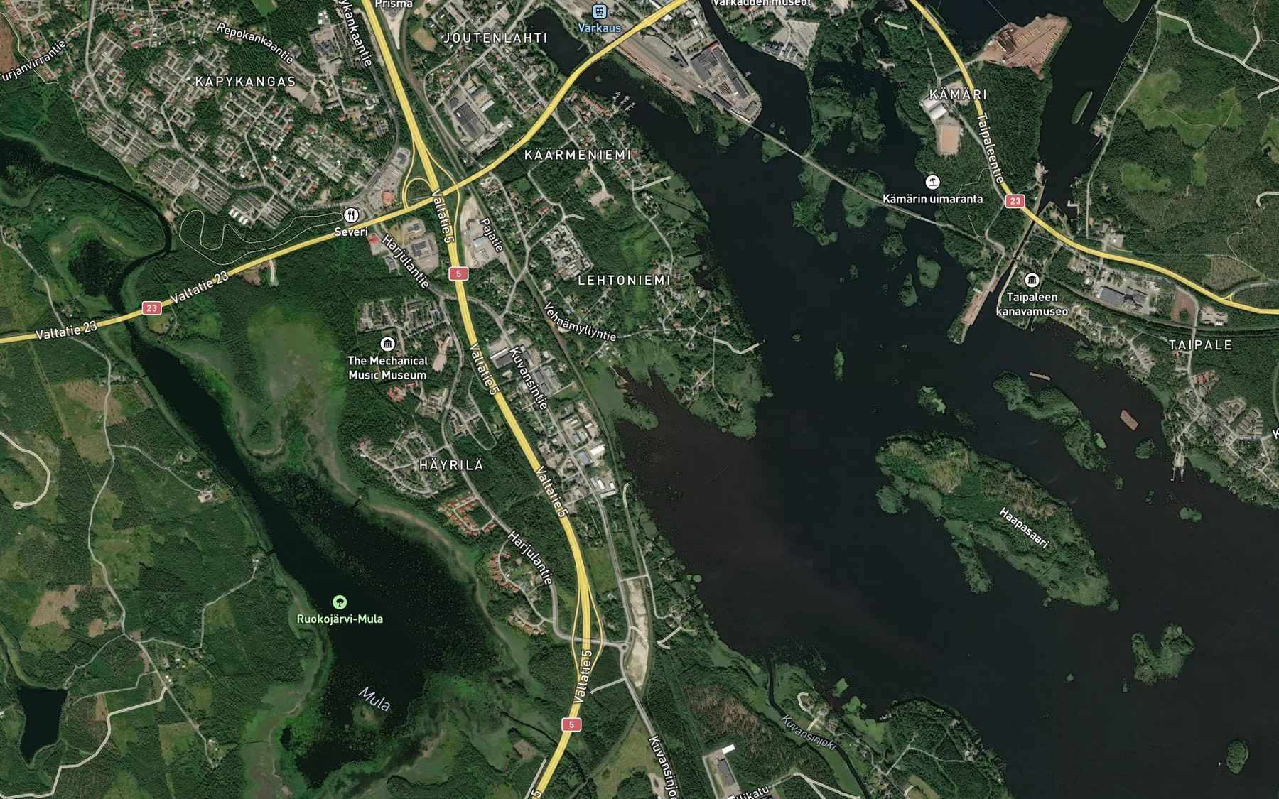 Satellite map of the Ruokolahti